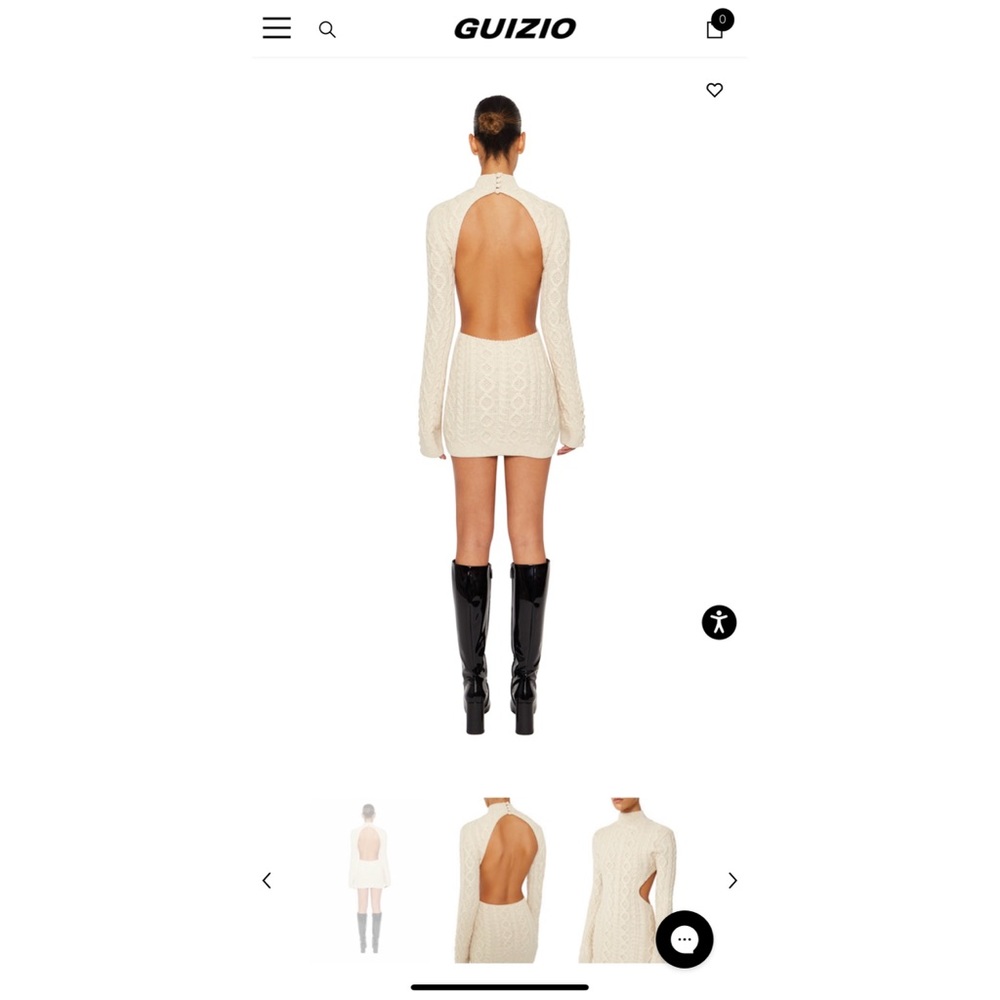 DANIELLE GUIZIO - Cable Knit Backless Turtleneck Dress - Picture 4 of 12
